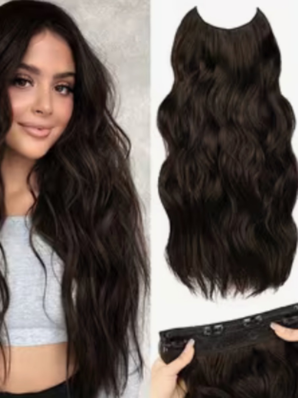 Long Wavy hair extensions Invisible Wire Hair Extensions